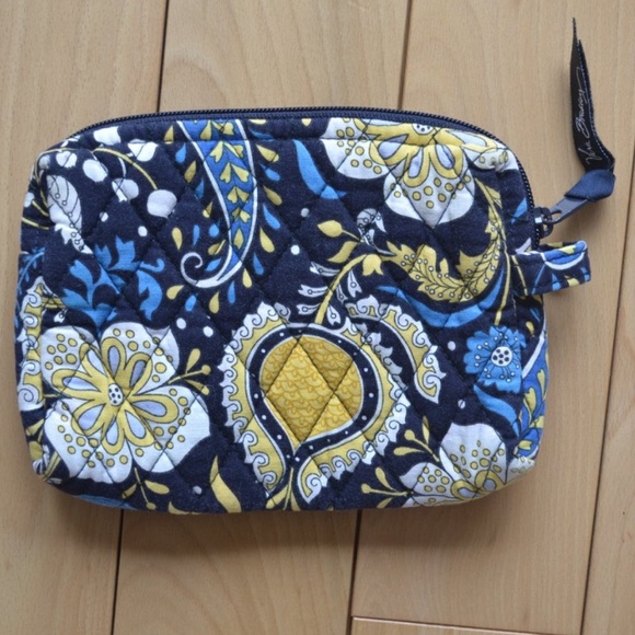 Vera Bradley Elephant Bag Ellie Blue Elephant Make-Up Bag Small Organizer Blue - Picture 1 of 4